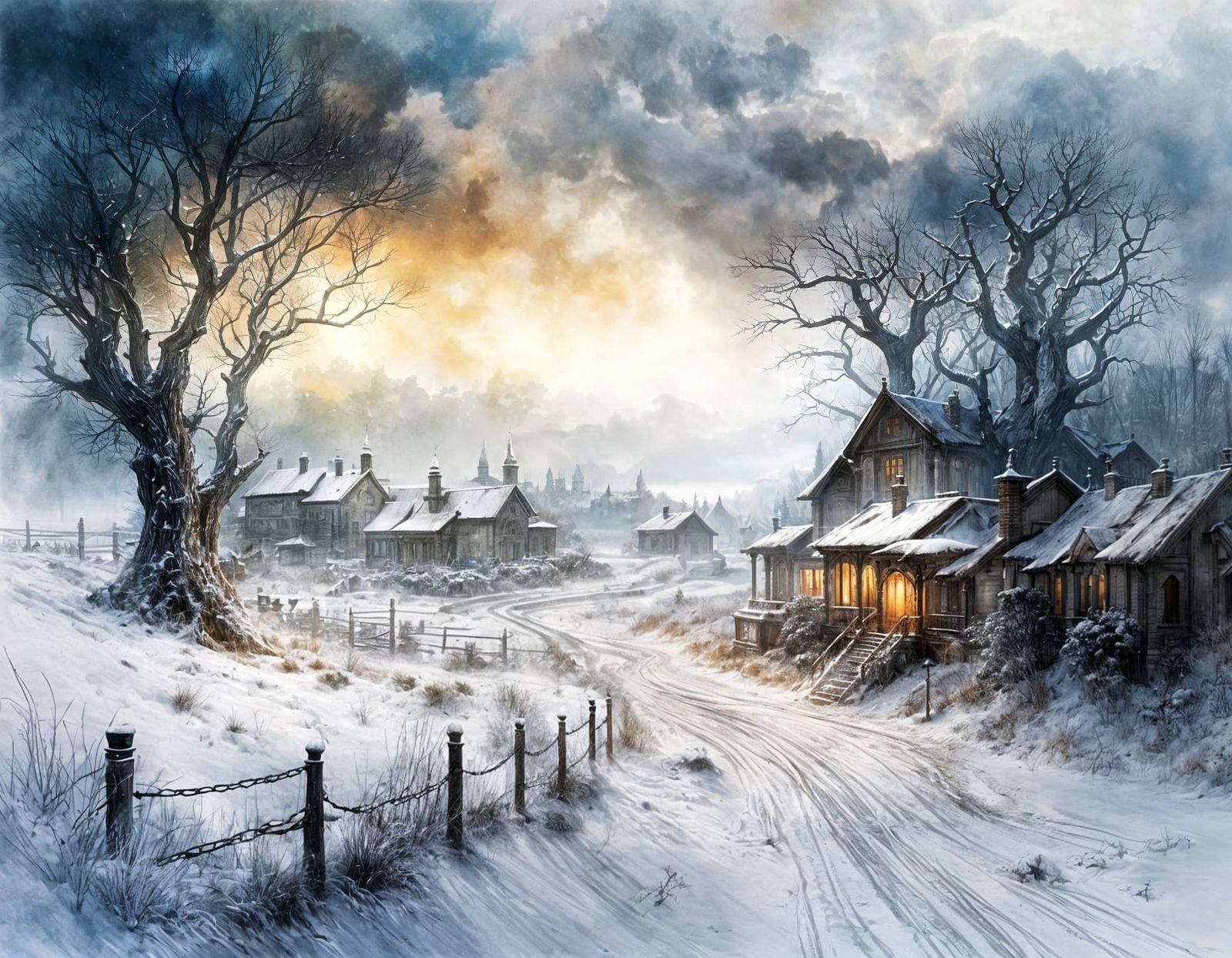 Epic Winter Landscape in Maximalist Digital Style