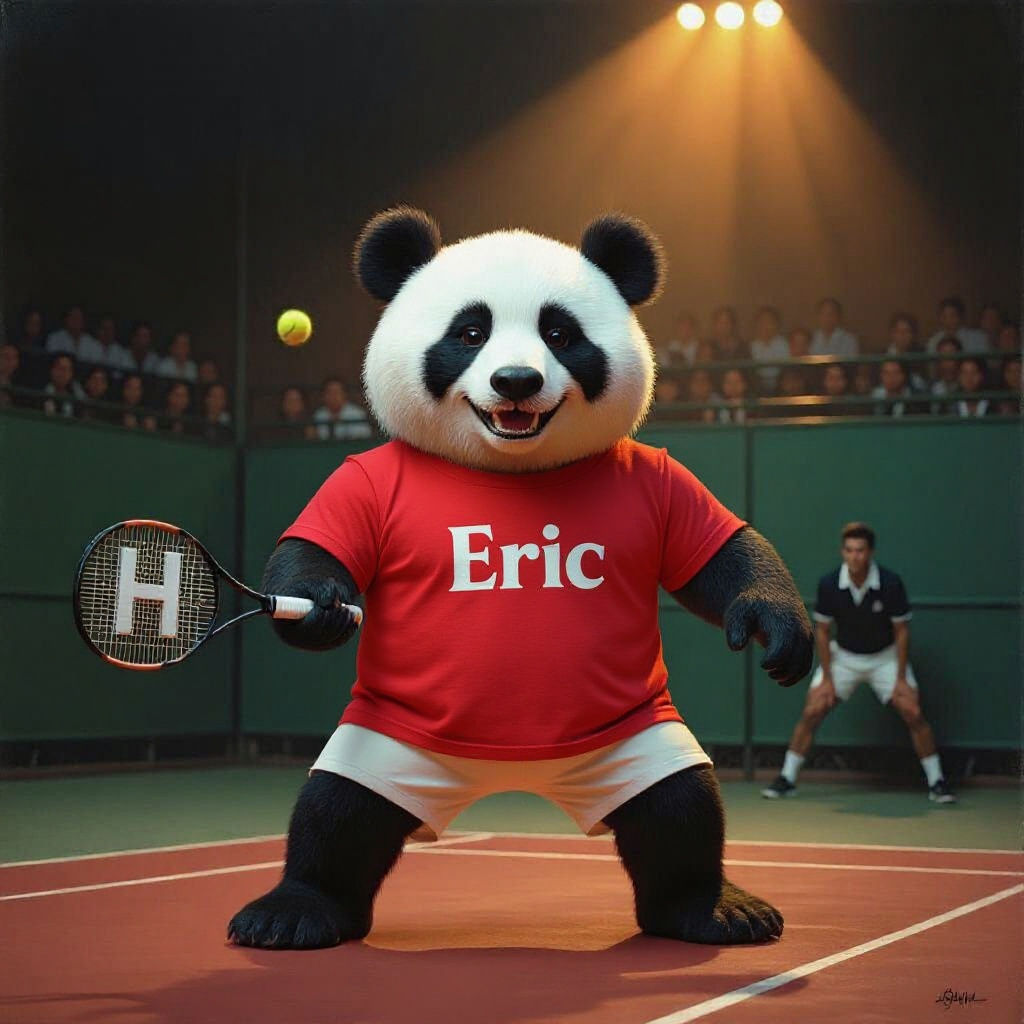 Surreal Stag in 1930s Tennis Attire, Oil Painting