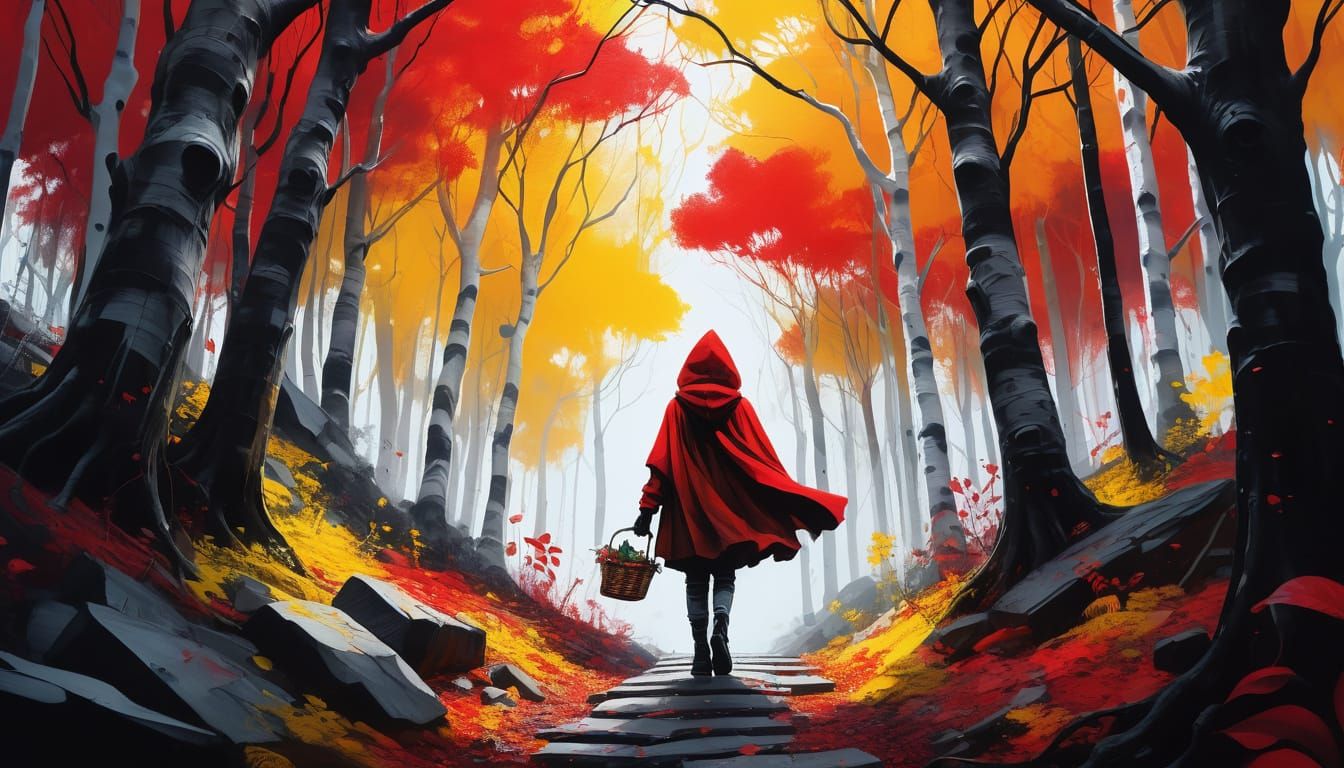 Vibrant Gothic Forest Scene in Graffiti Style