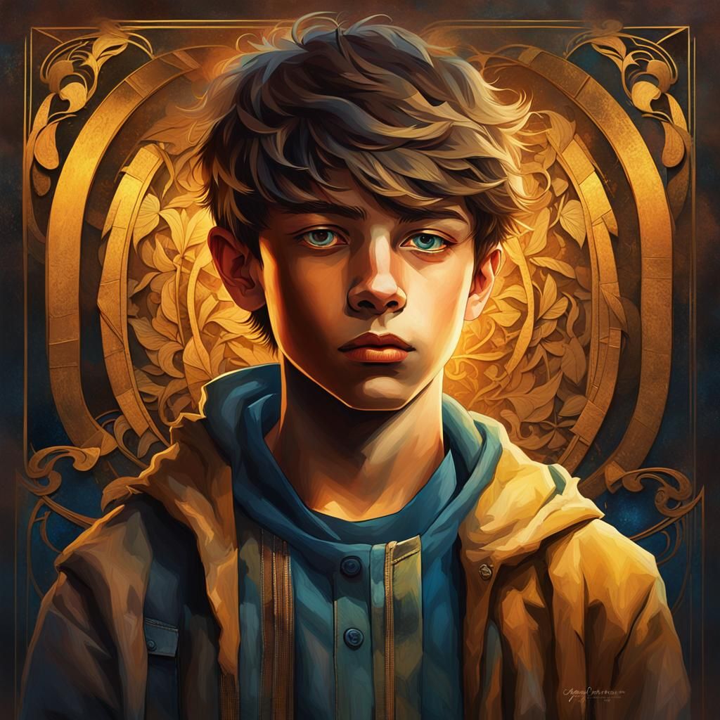 Portrait of Boy in Art Nouveau Style