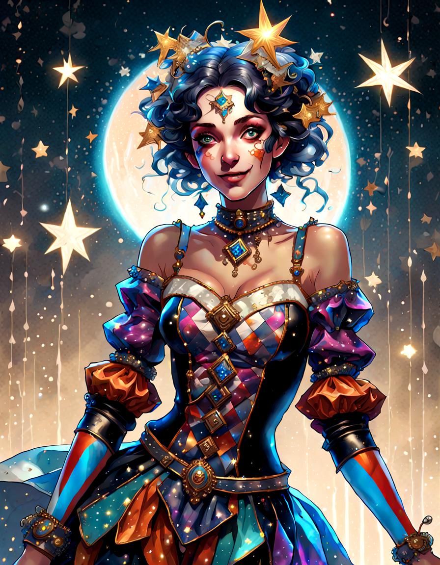 Magical female Harlequin