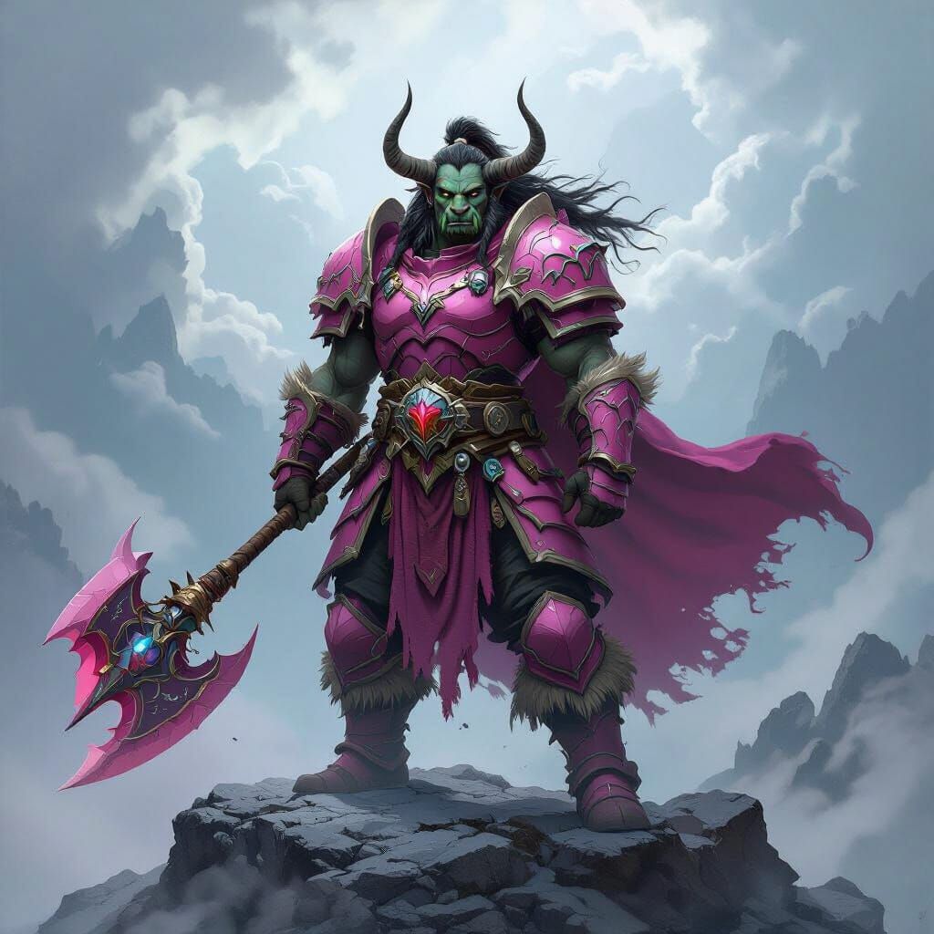Tauren Warrior With Stormherald In Pink Armor