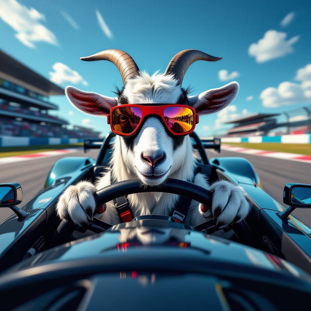 Goat Races McLaren F1 in Dynamic Concept Art Style