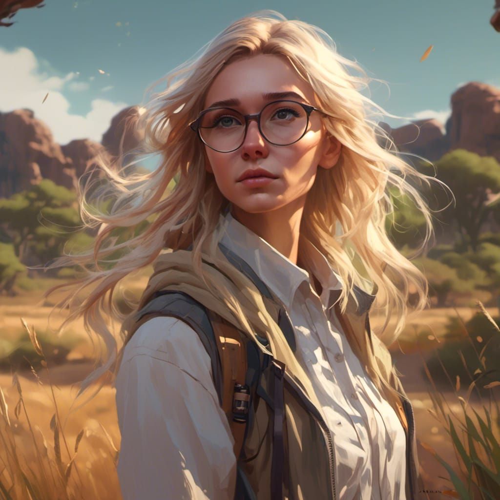 Blonde Woman Portrait in Hyperdetailed Digital Art Style
