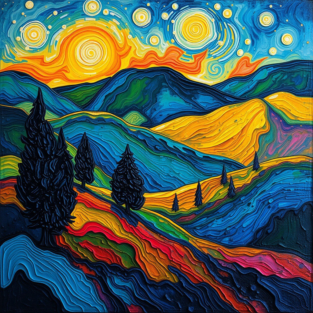 Luminous Landscape with Impasto Textures in Neo-Impressionis...