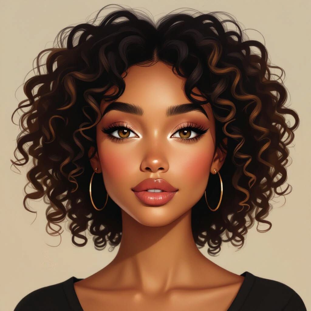 Multicultural Woman Portrait Realistic Digital Painting