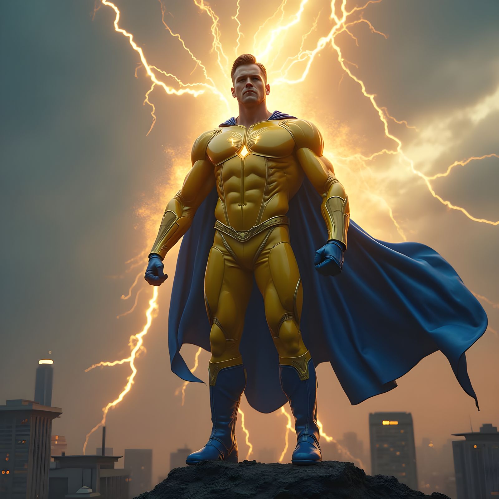 Godlike Superhero in Hyper-Realistic 3D Render with Cosmic E...
