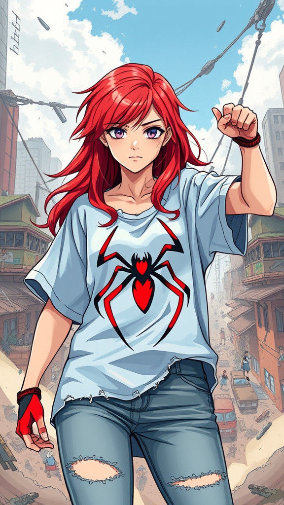 Scarlet Spider Heroine in Anime Key Visual Style