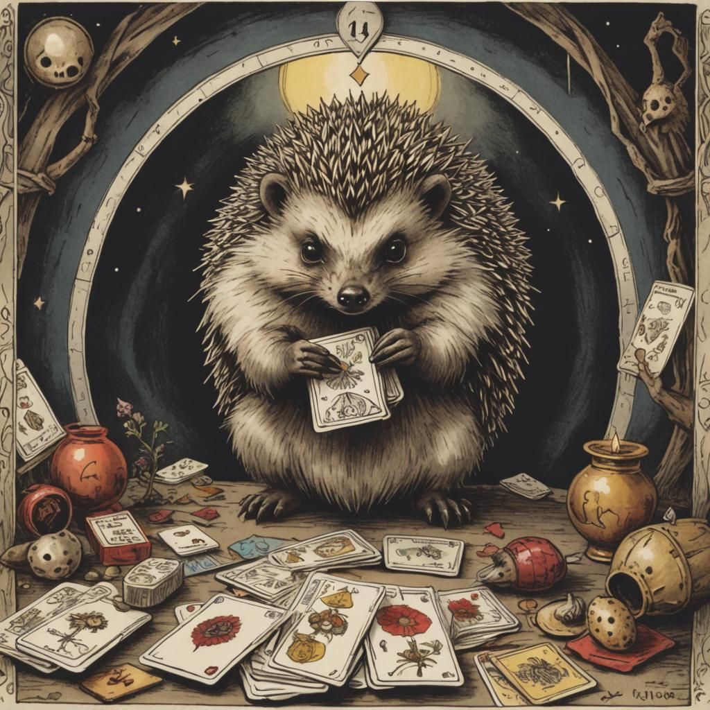 Sinister Hedgehog Deals Tarot Cards