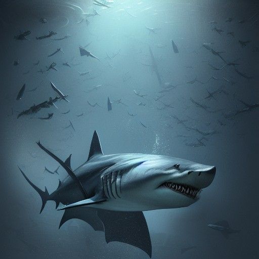 Mechanical Shark: A Dark Fantasy Concept Art