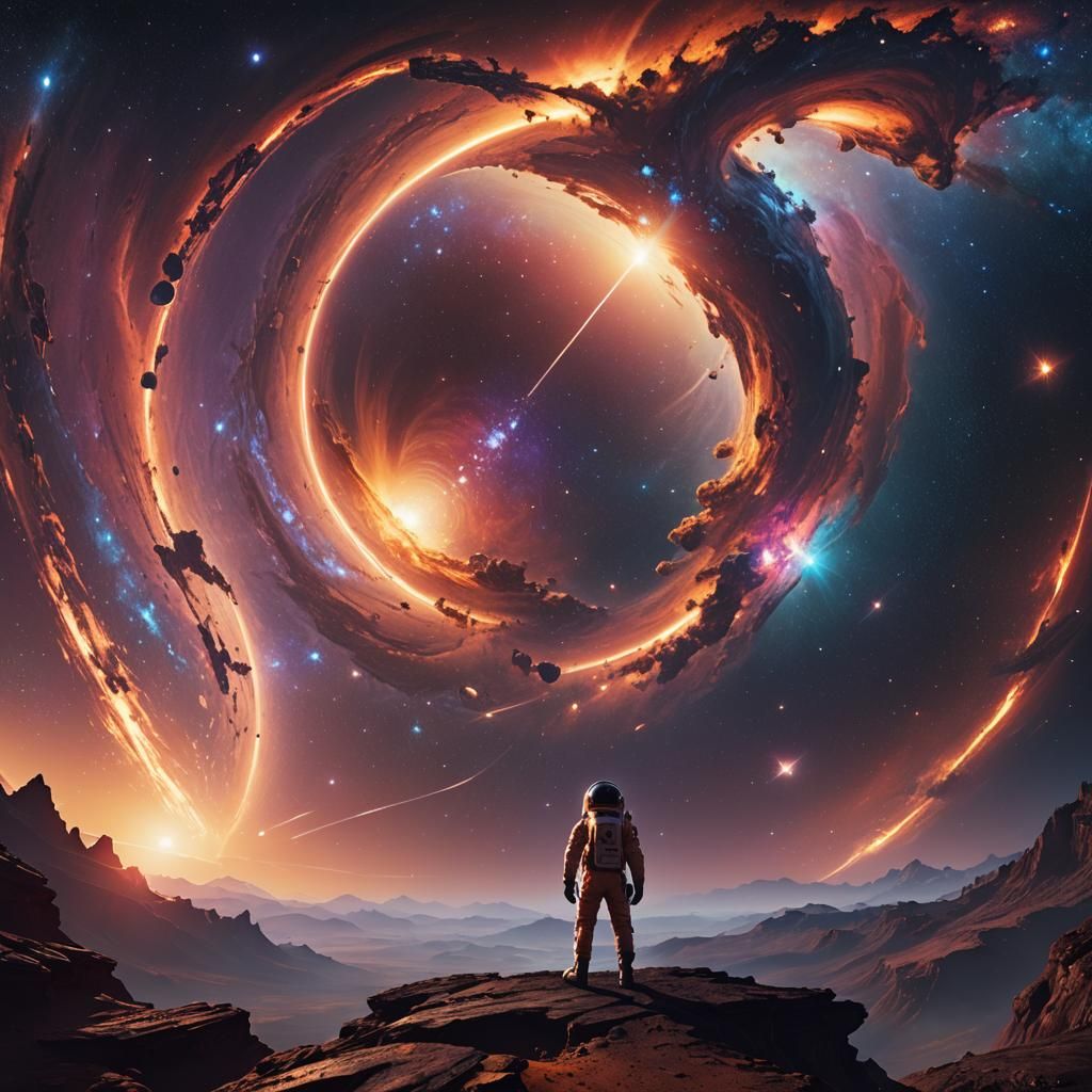 Astronaut at Wormhole: Cosmic Concept Art