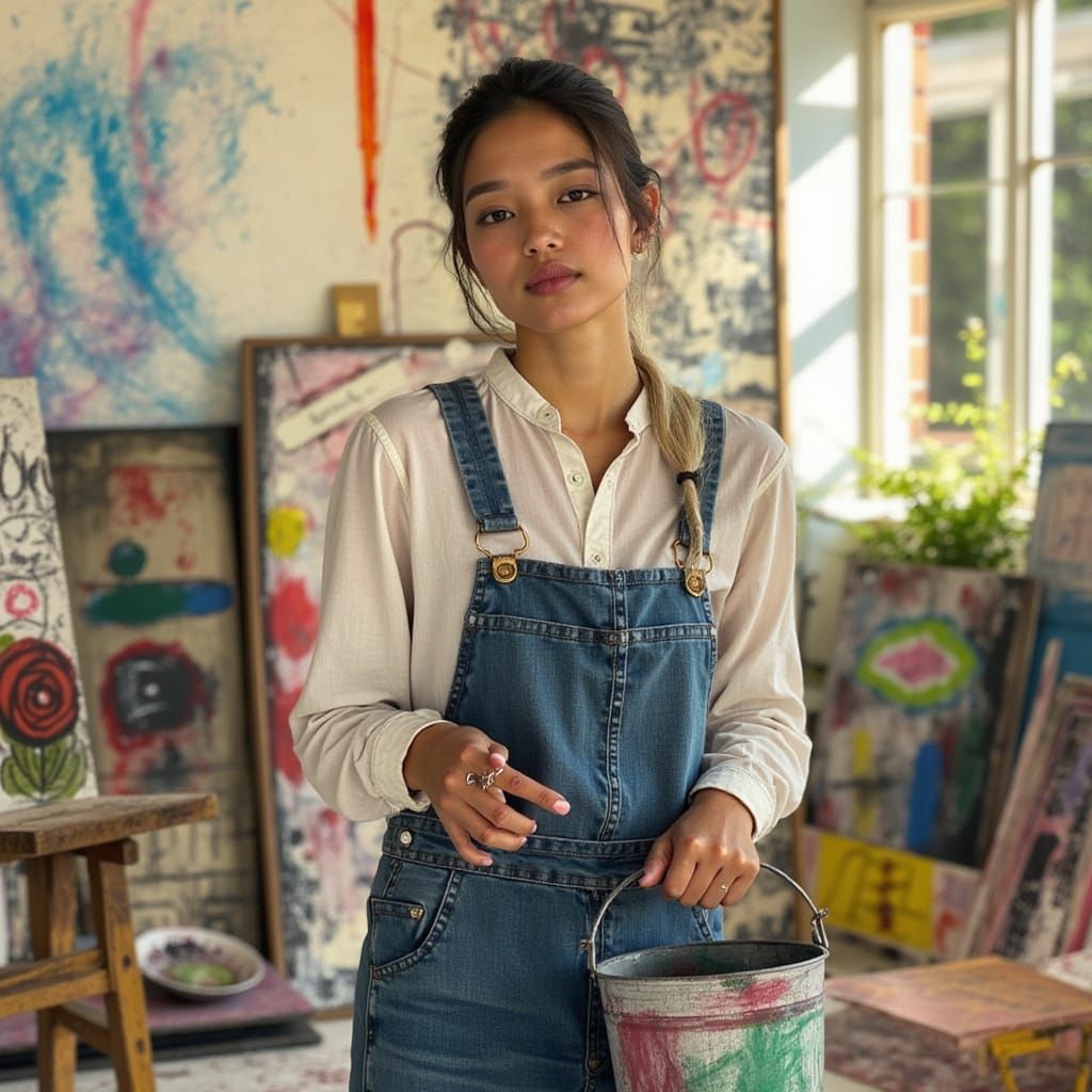 Woman in Artist's Studio, Impressionist Style