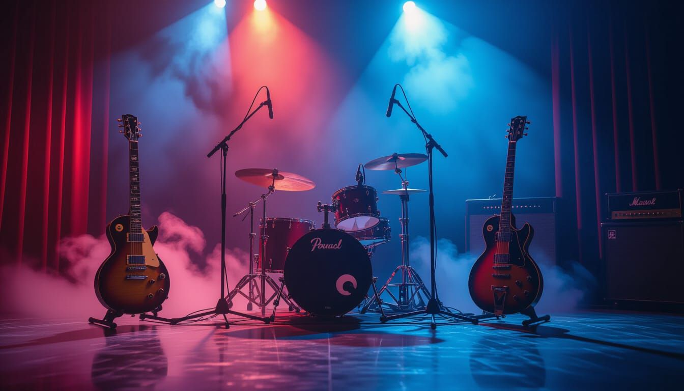 Atmospheric Concert Stage with Instruments