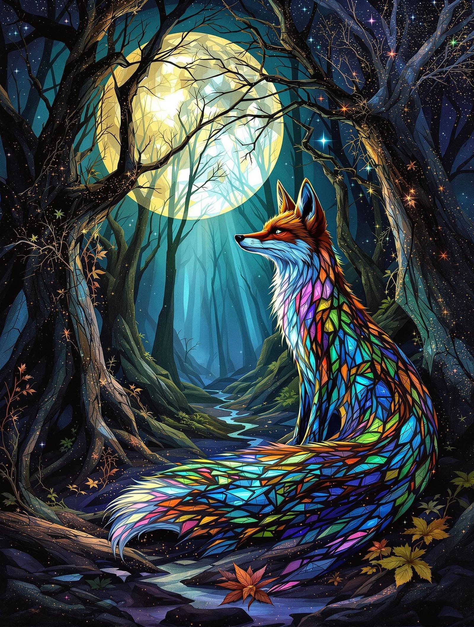 Ethereal Glass Fox Transforms into Lunar Guide