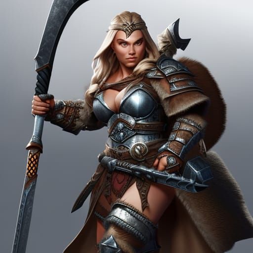 Detailed Female Dwarf Barbarian Concept Art