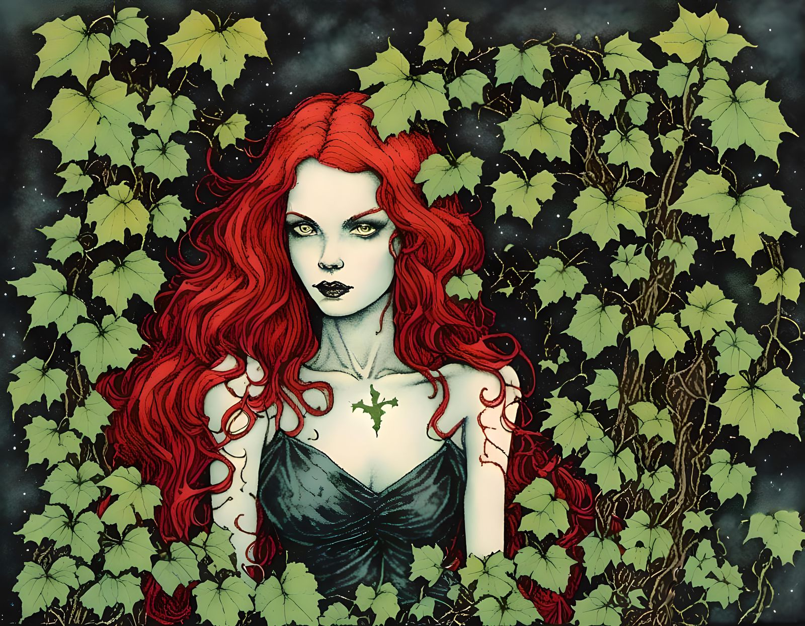 Poison Ivy Witch in Mixed Media