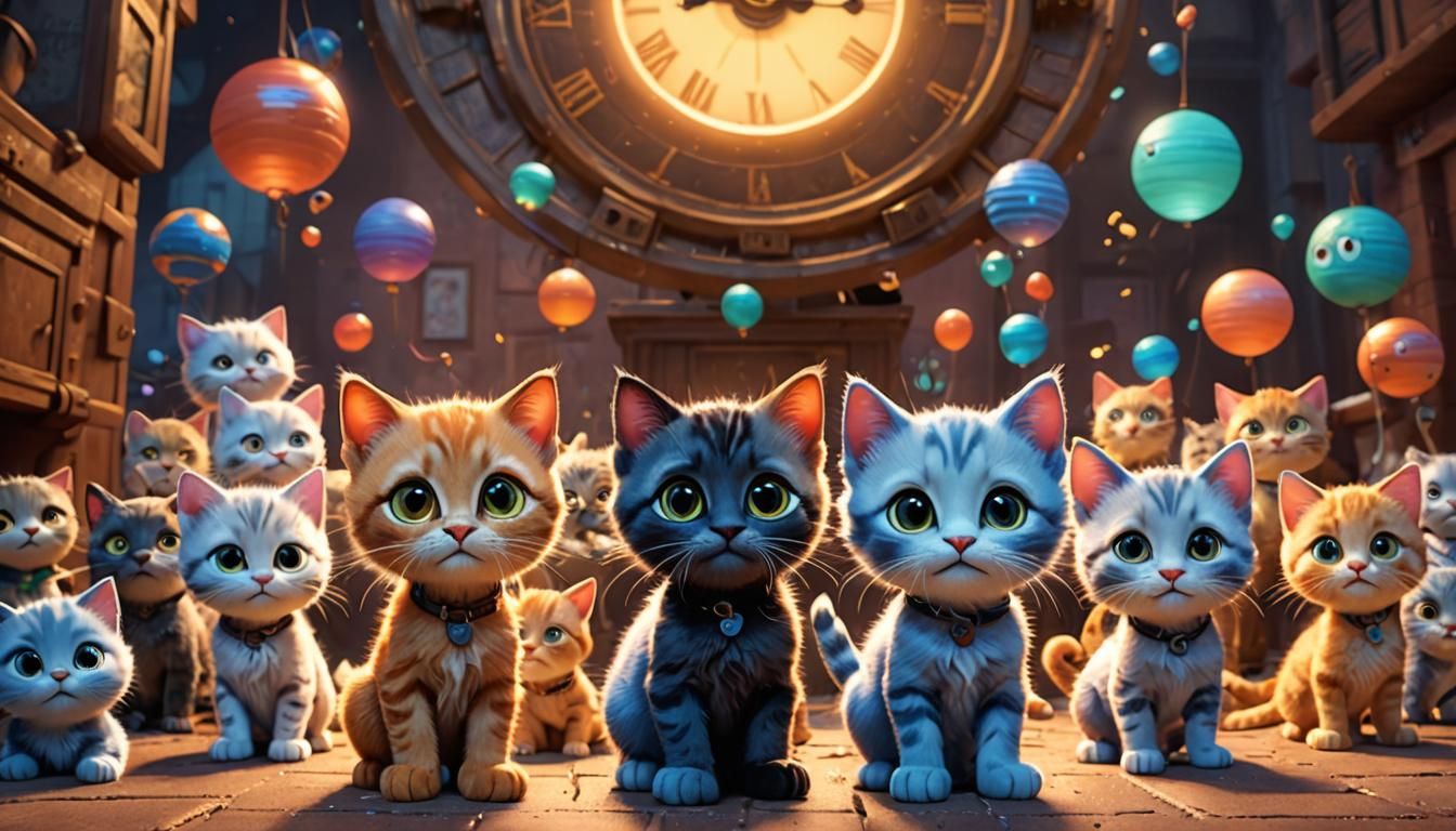 Kittens Lost In Time: 3D Animated Movie Poster