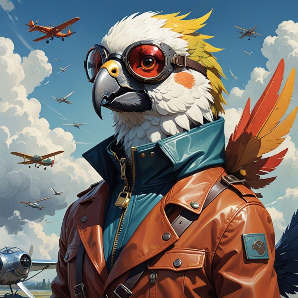 Parrot Pilot Soars in Whimsical Futuristic Style