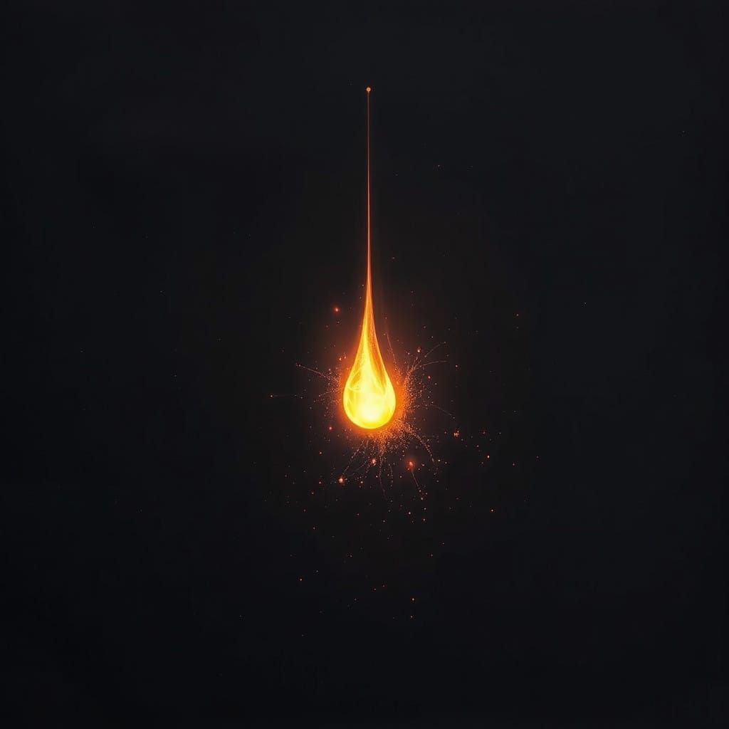 Glowing Ember Teardrop Falls into Darkness