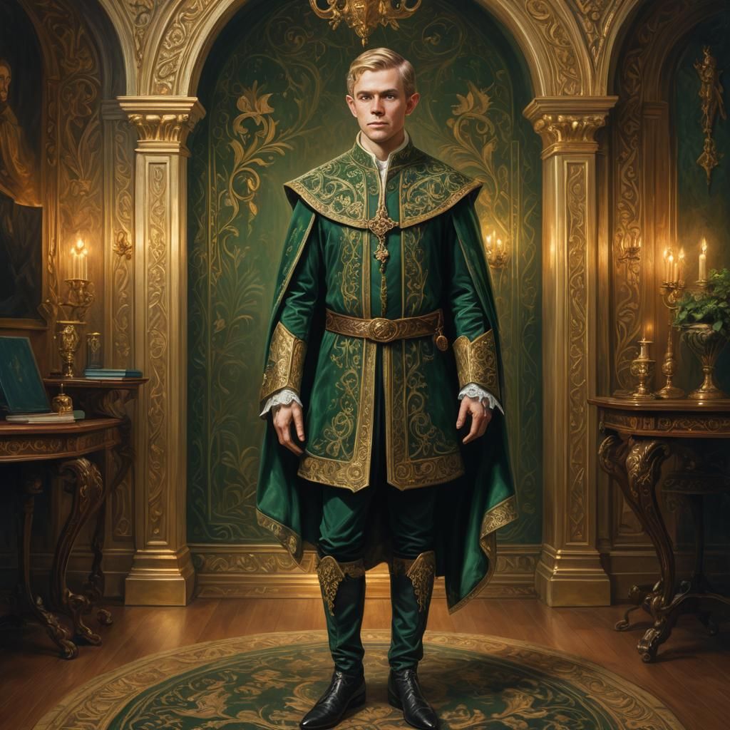 Finnish Elf in Aristocratic Attire, Oil Painting