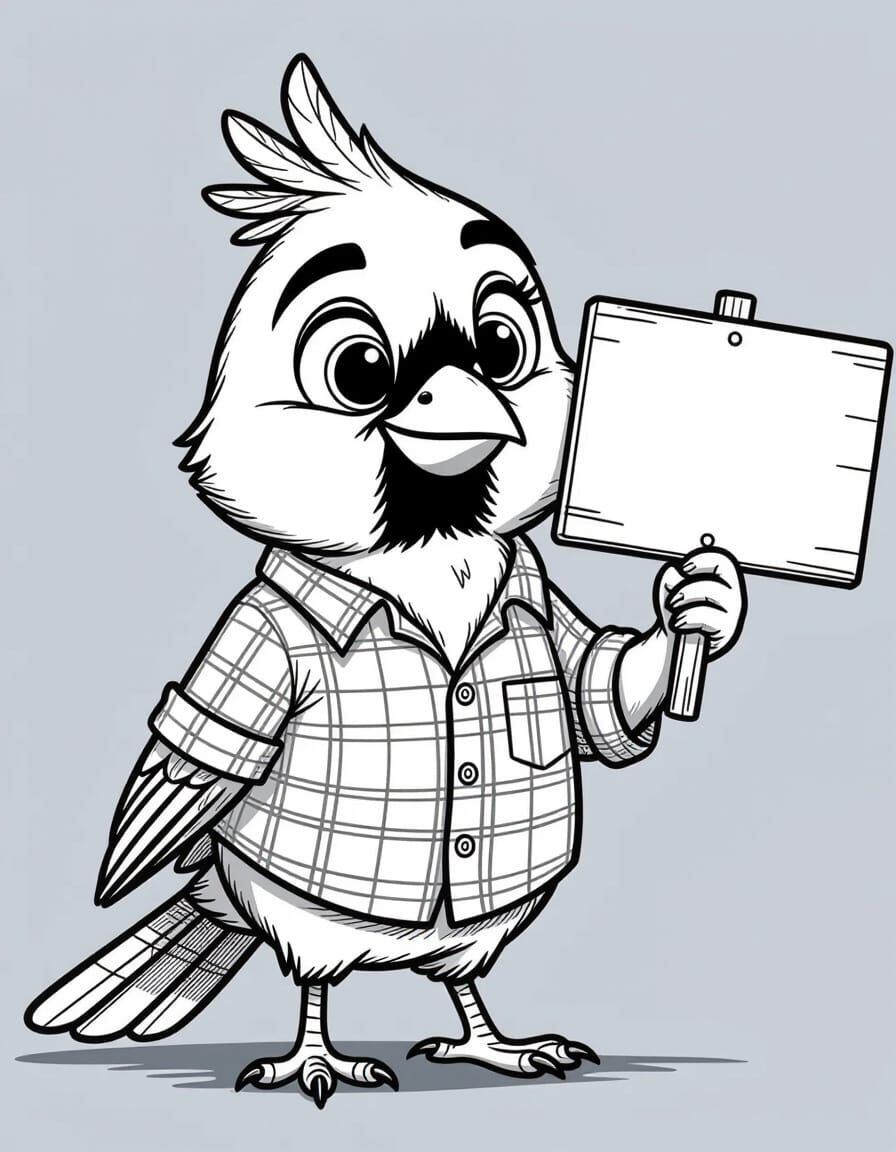 Cartoon Cardinal Coloring Page in Disney Style