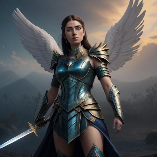 Warrior Angel with Starlight Armor in Twilight