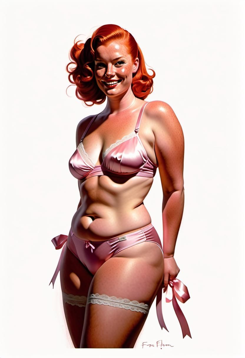Red Haired Woman in Lingerie, Art Frahm Style