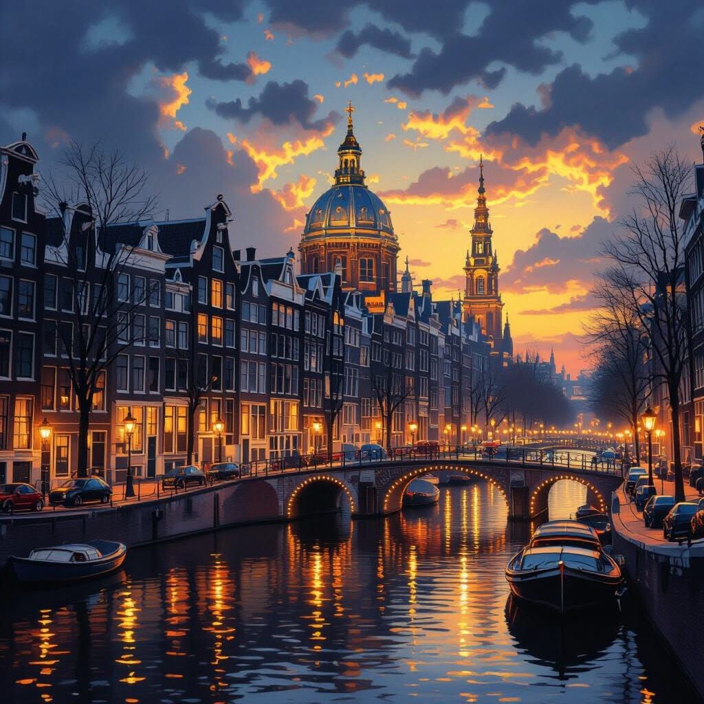 Enchanting Amsterdam Landmark Illuminated at Night