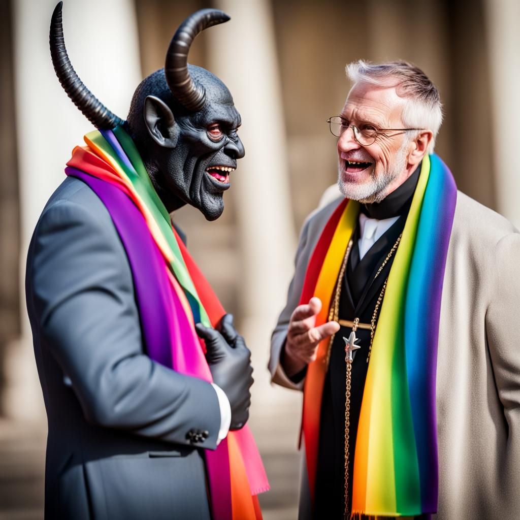 Demon and Vicar Chat: A Photographic Scene