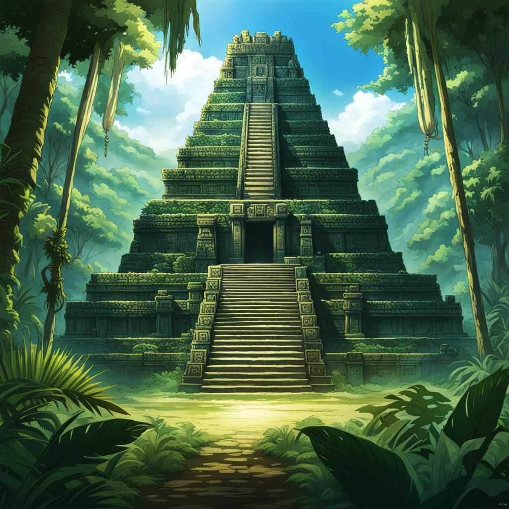 Mayan Temple Descent: Anime Key Visual
