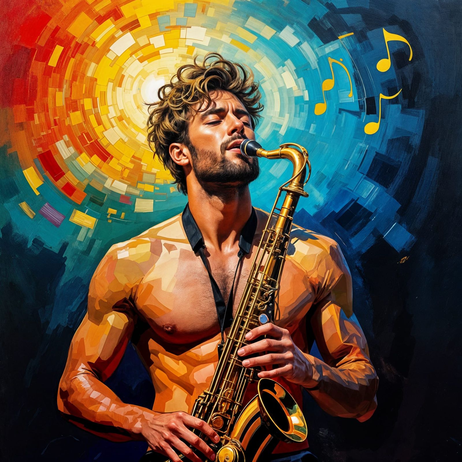 Man's Passion for Music in Surreal Dalí Style