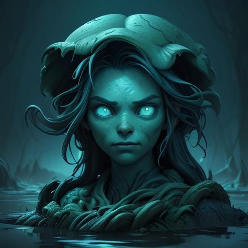 Alien Punch in a Neon Swamp, Fantasy Art