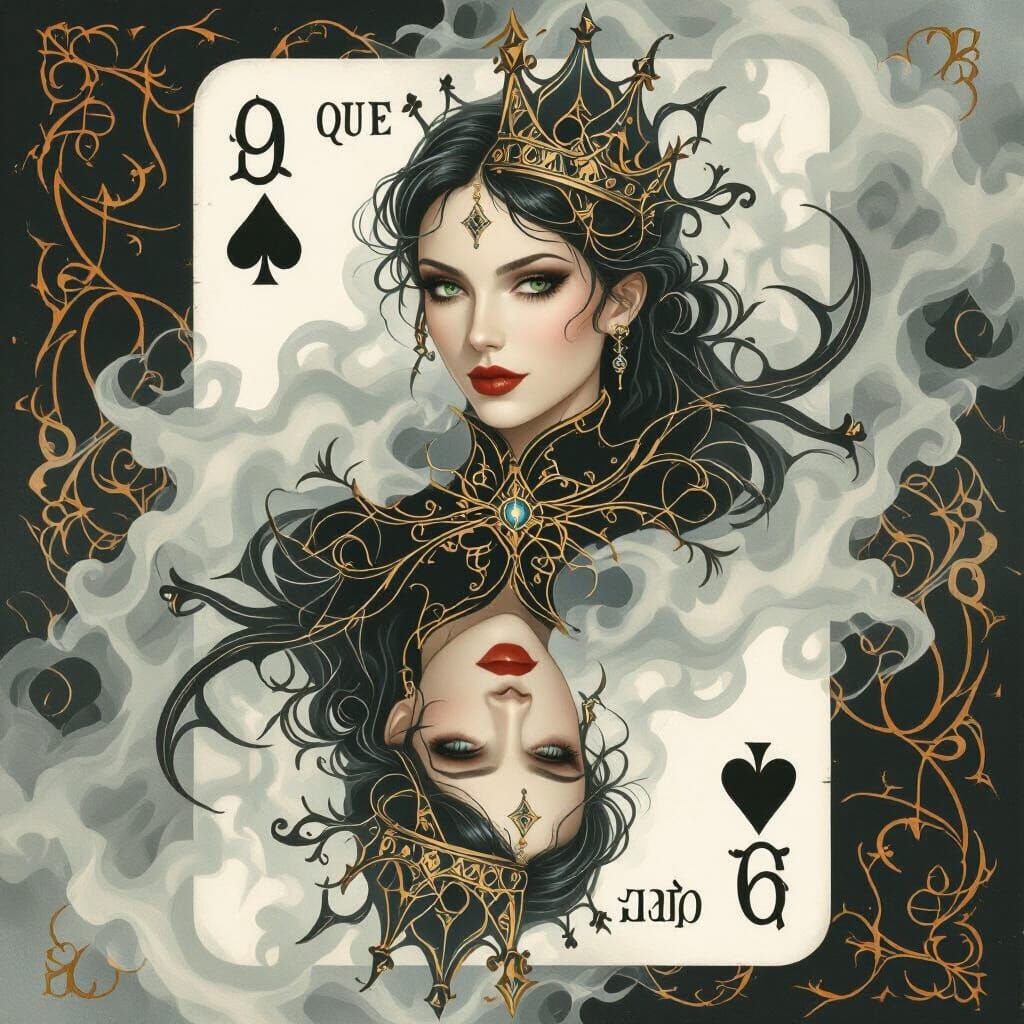 Queen of Clubs Ethereal Aetherpunk Art