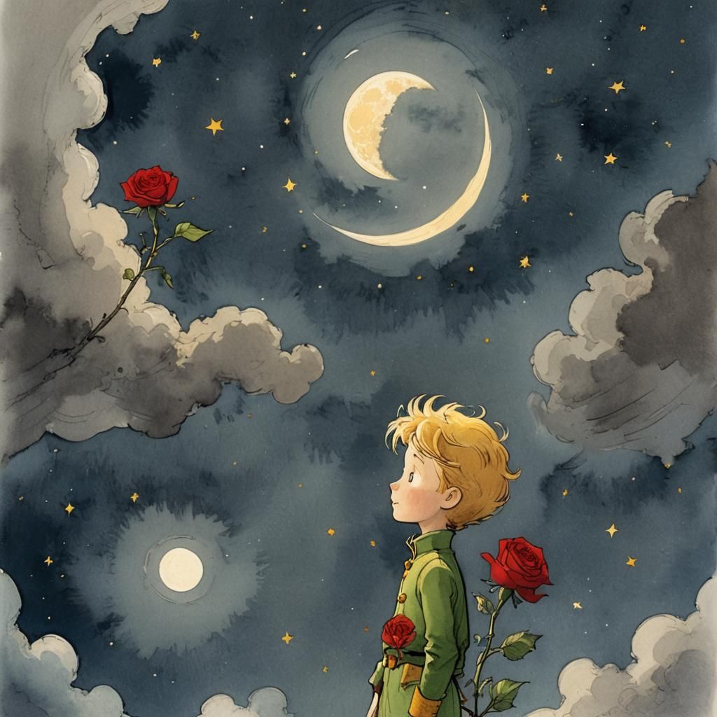 Little Prince and Rose Watch Crescent Moon