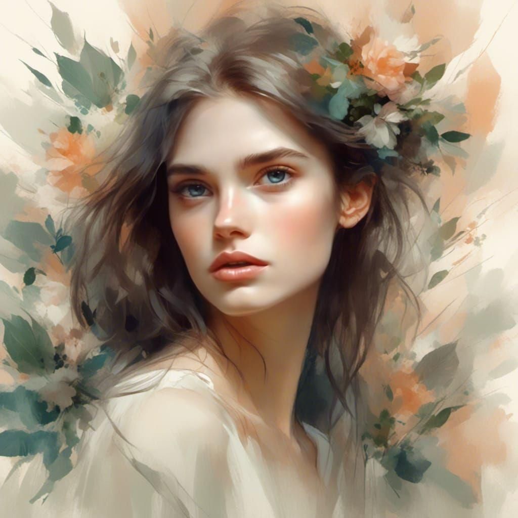 Ethereal Woman Portrait in Painterly Style