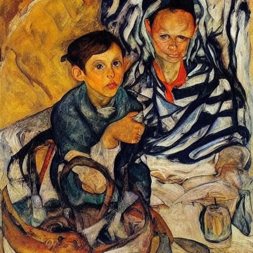 Expressive Portrait in the Style of Serebriakova and Schiele