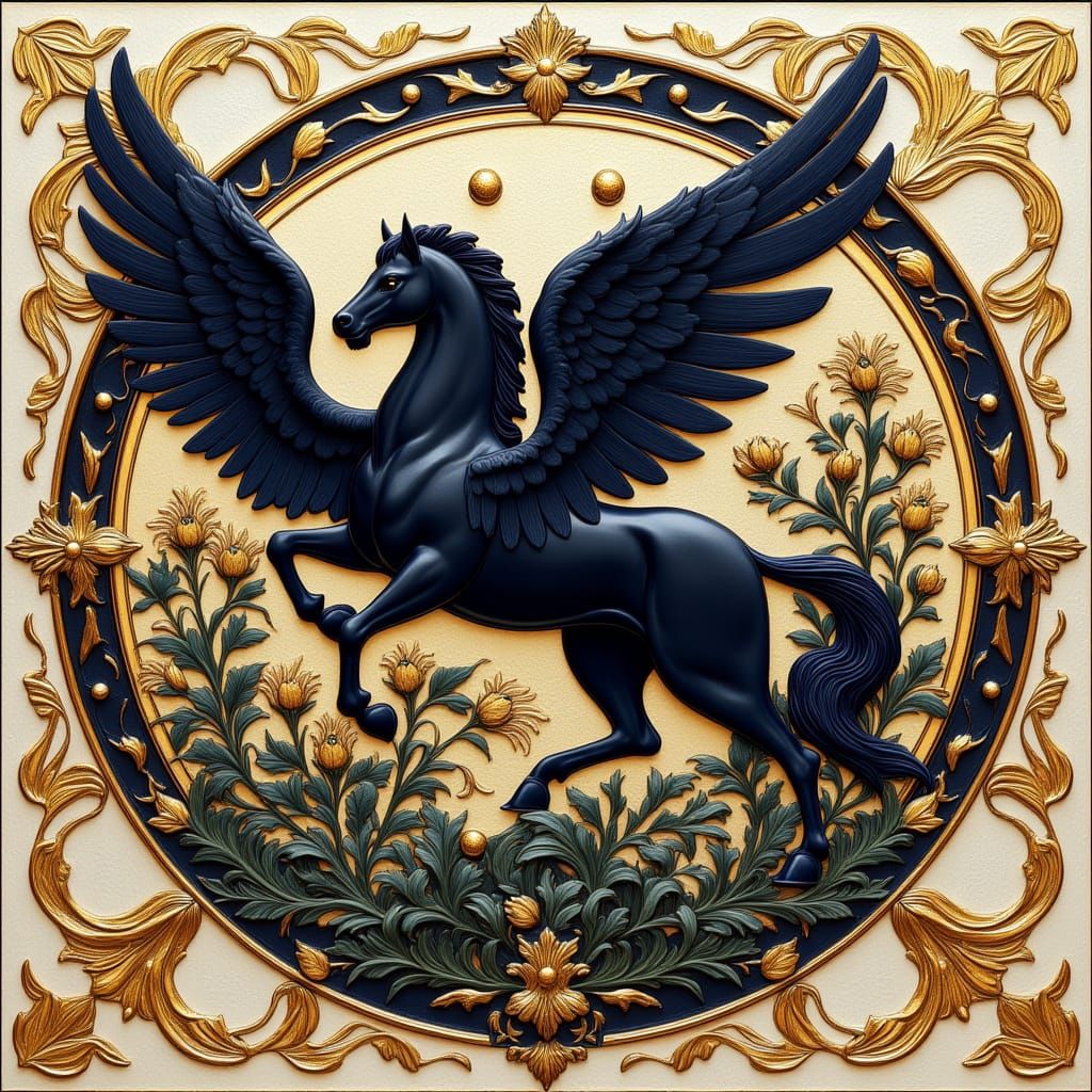 Regal Pegasus and Lion Coat of Arms in UltraByzantine Style