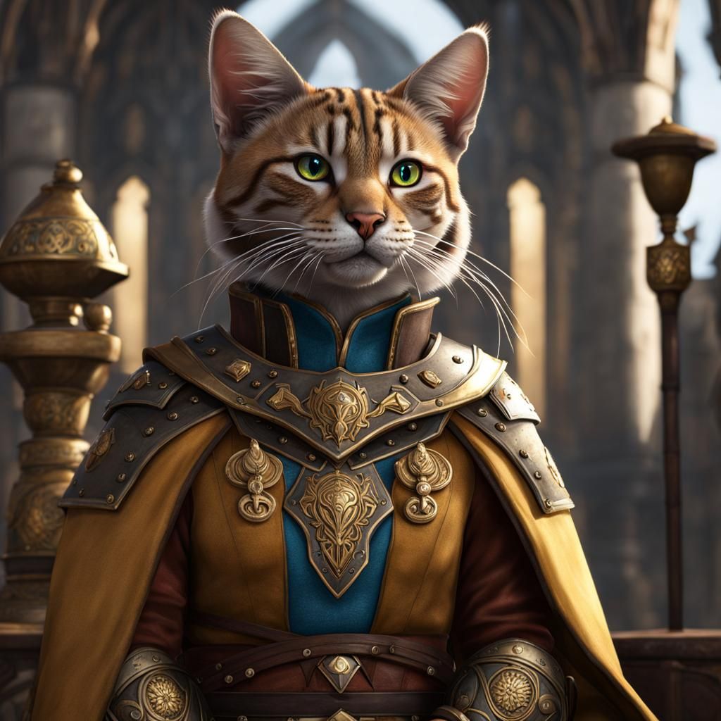 Hyperrealistic Tabaxi Cleric with Chest Plate