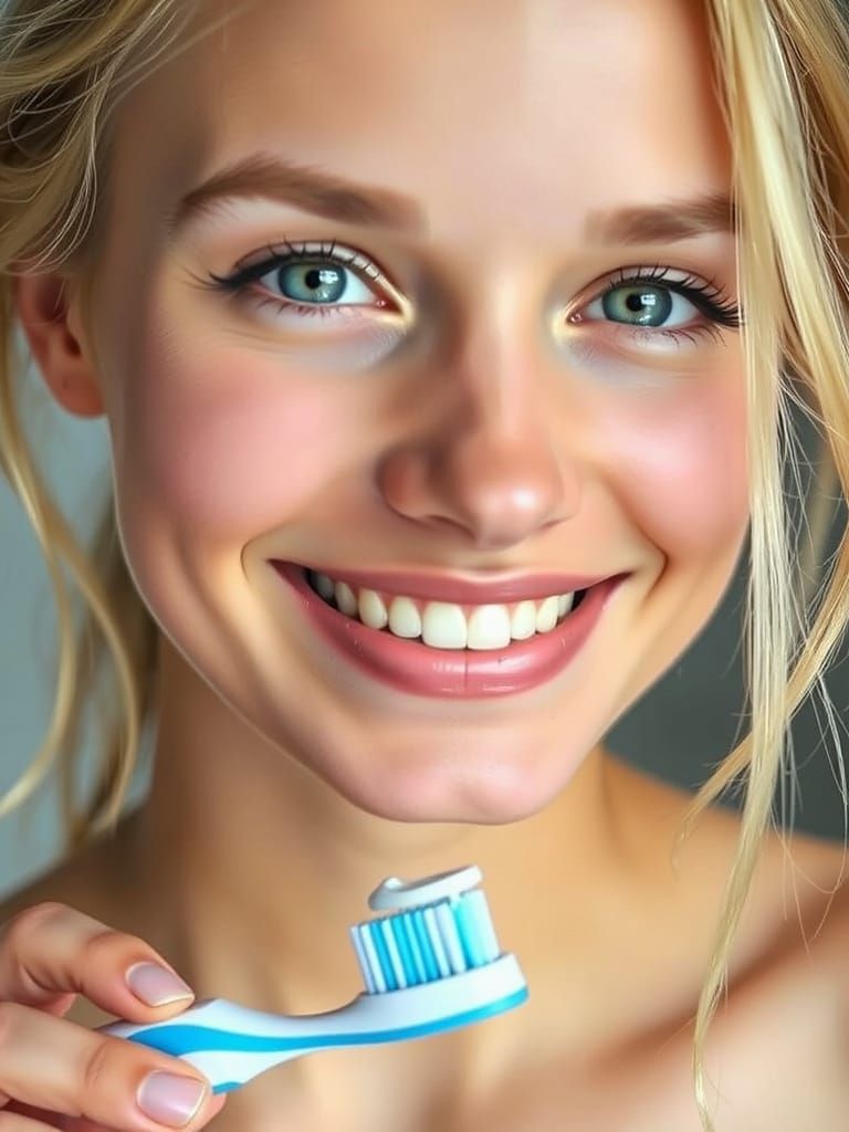 Confident Woman Smiles Brightly in Close-Up Ad