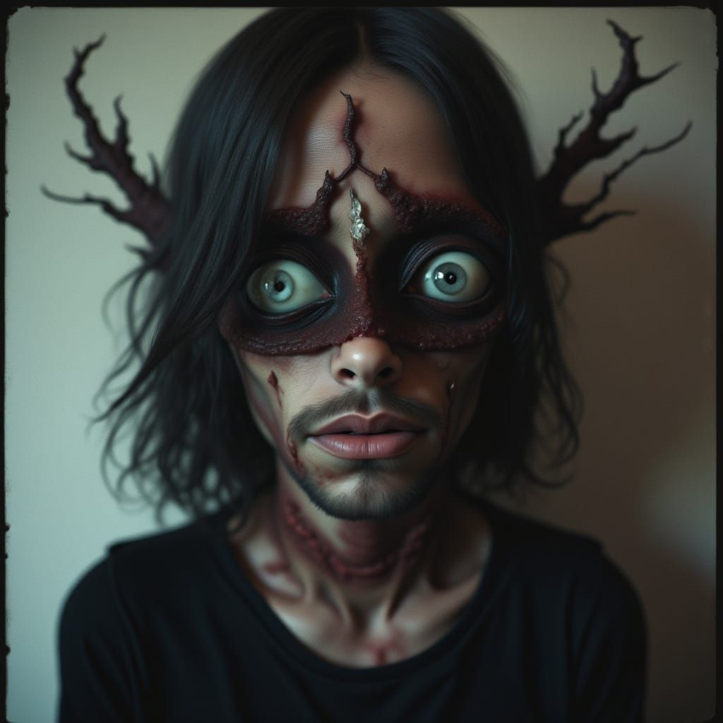 Gom Flux Insane Female Portrait in Horror Style