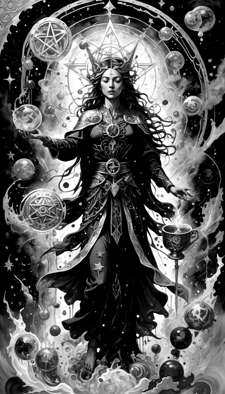 The Magician Tarot Card in Surreal Splash Art