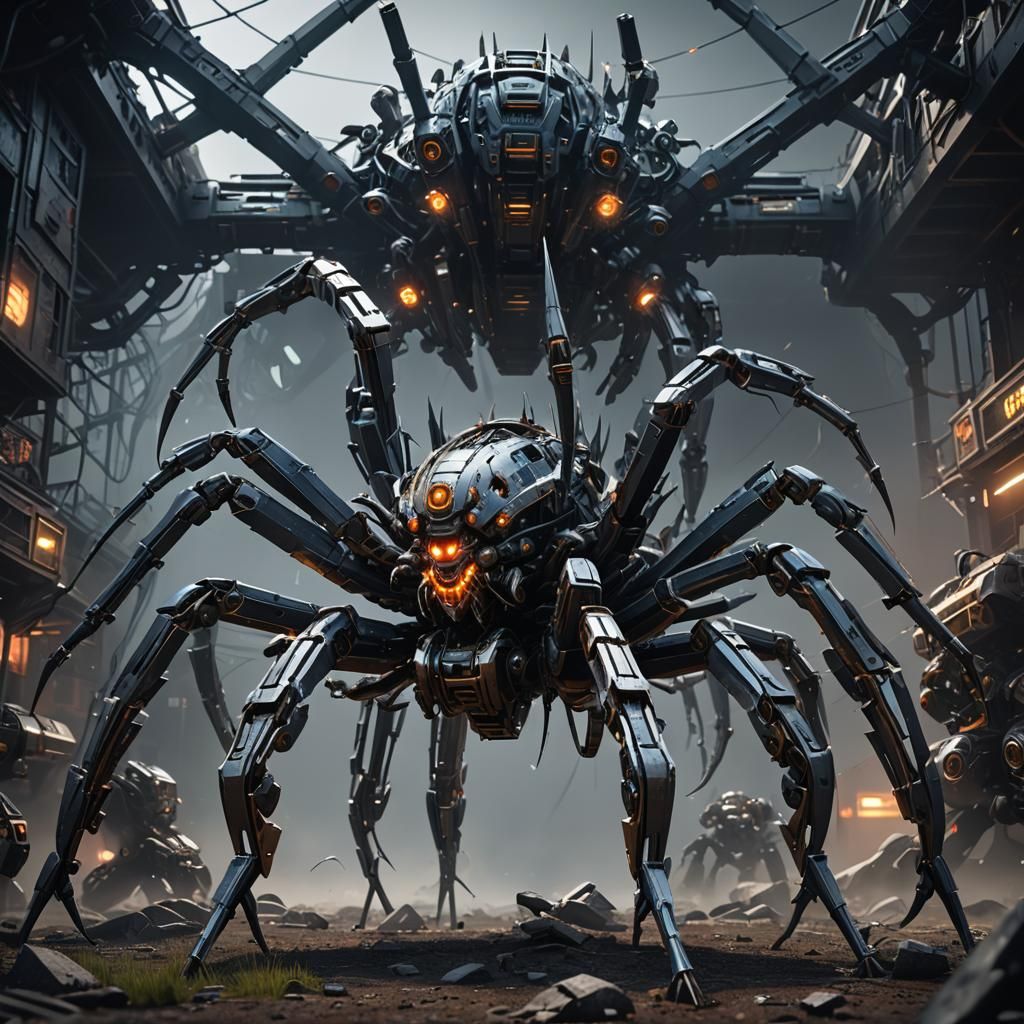 Giant Mecha Spider Overwhelms Crying Humans