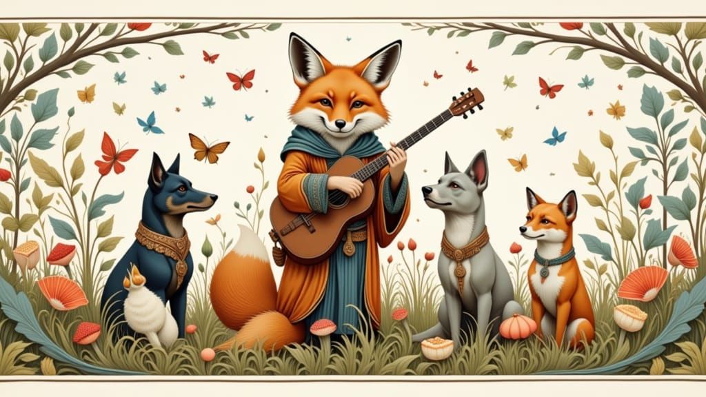 Fennec Fox Troubadour's Quest: Watercolor Illustration