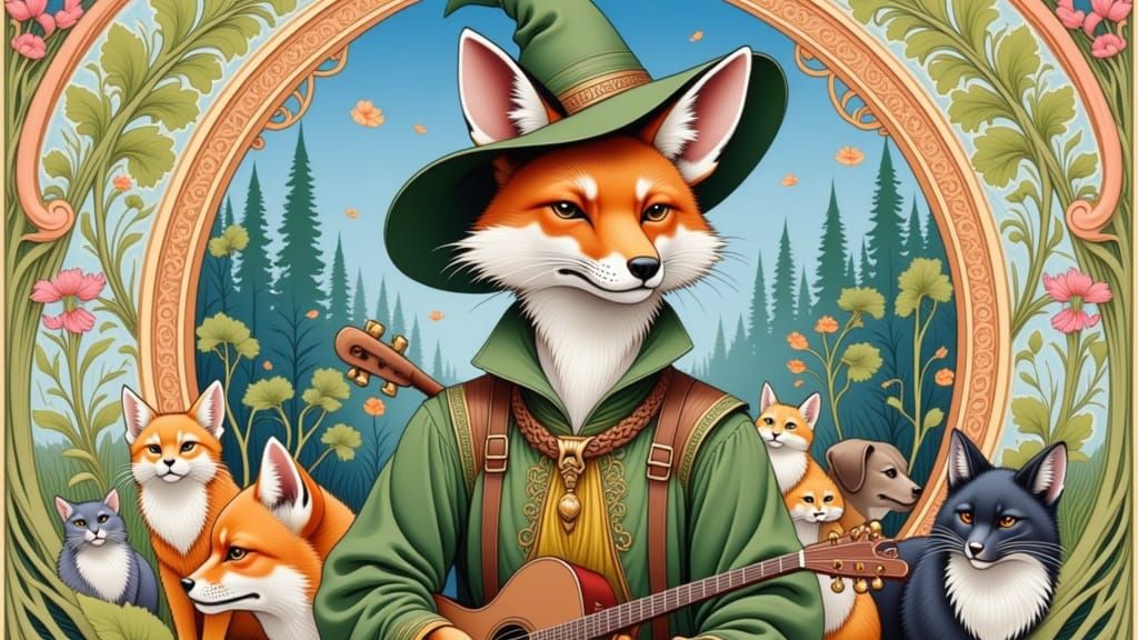 Fennec Fox Troubadour's Quest: Watercolour Illustration