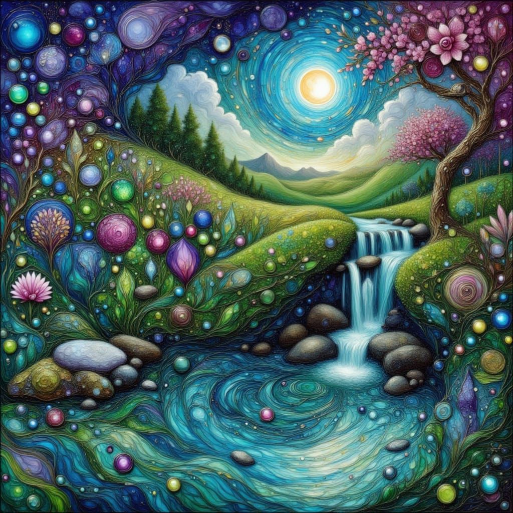 Kaleidoscope Floral Gemstones in Anime Realism