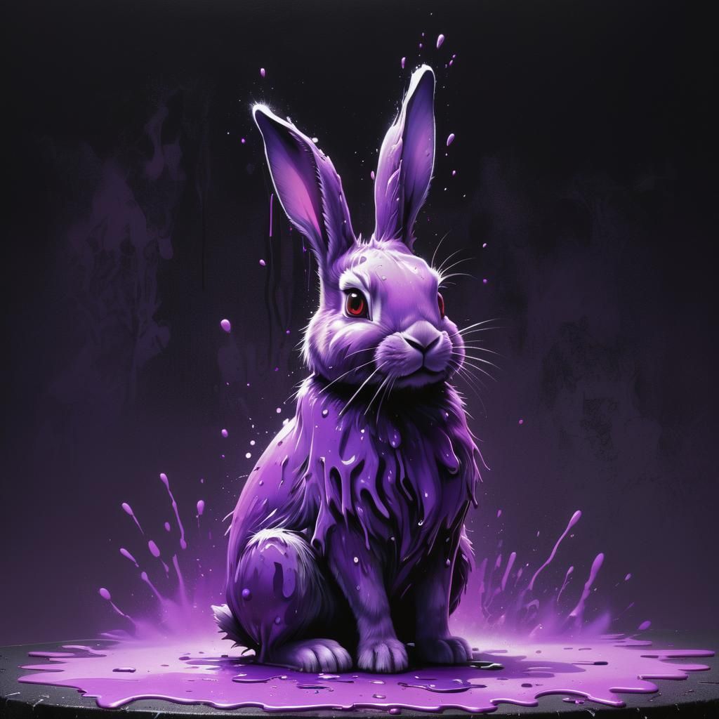 Vibrant Purple Rabbit in Graffiti Art Style