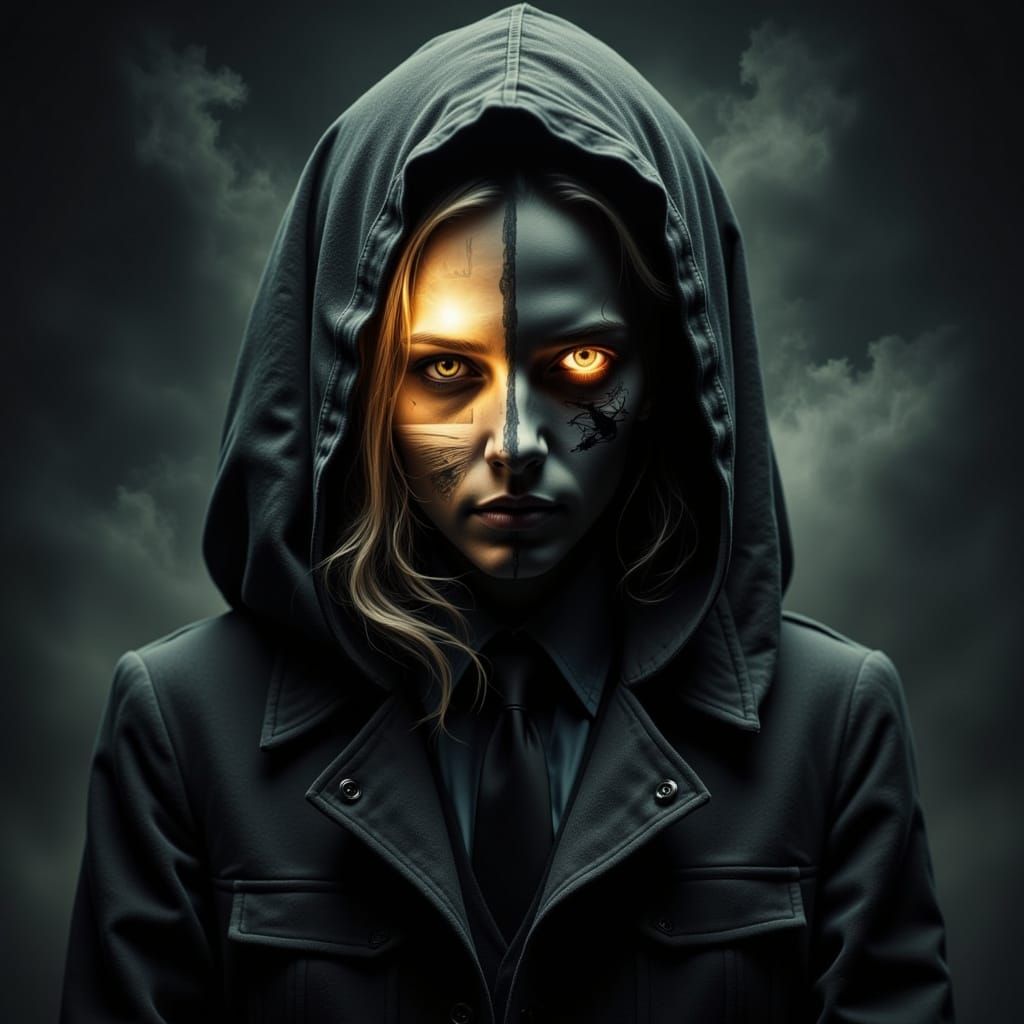 Double Exposure Artwork of Good and Evil