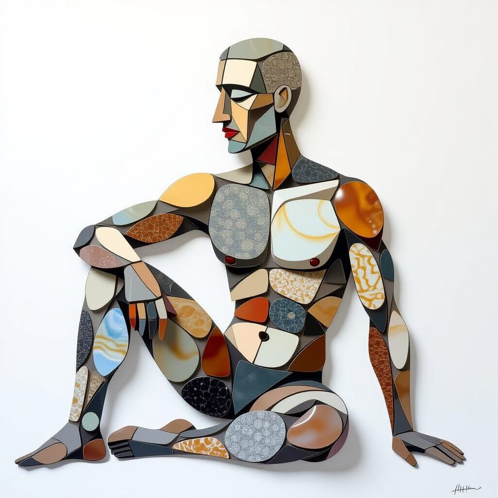 Minimalist Pebble Humanoid in Dadaist Style