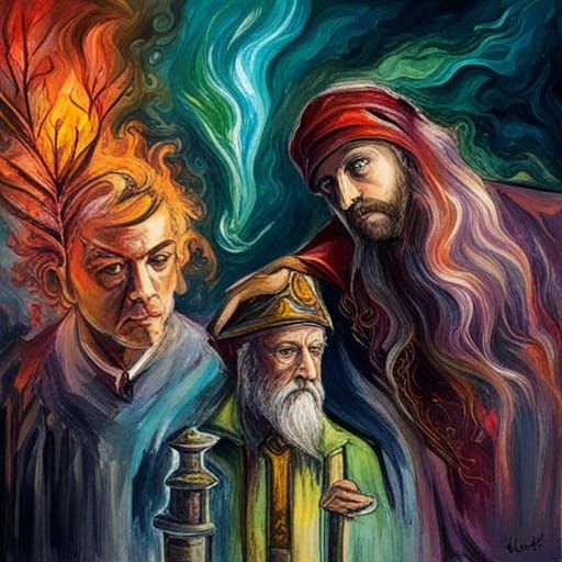 Warlock and Wizard Abstract Art in Complementary Colors