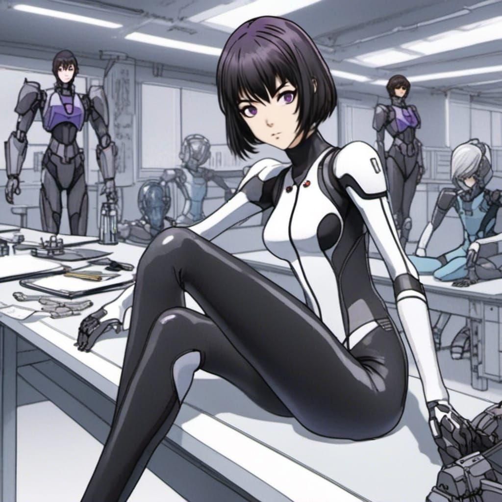 Anime Woman in Cybernetics Lab in Manga Style